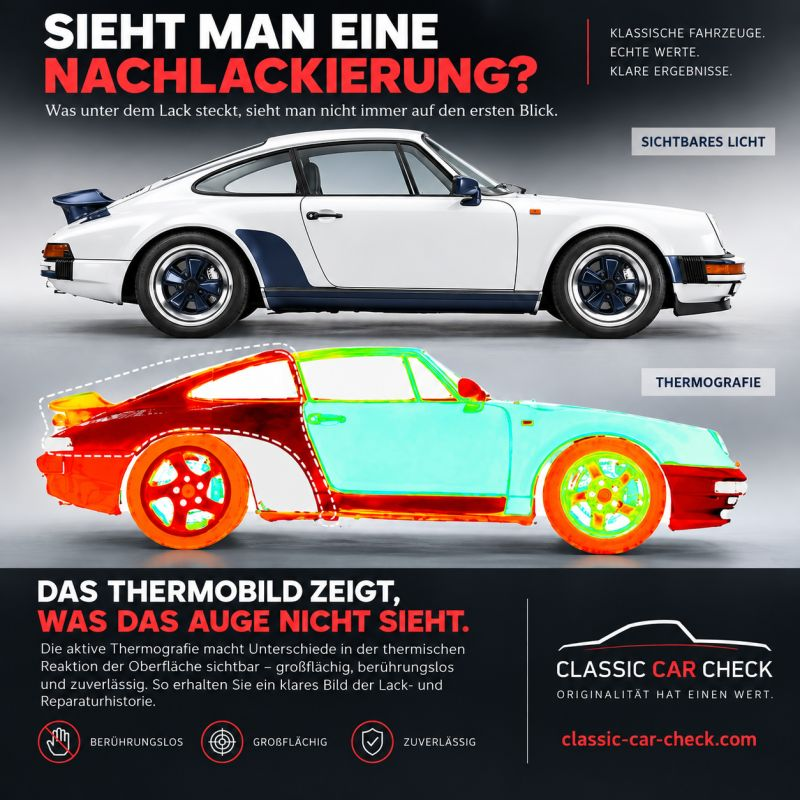 Porsche im sichtbaren Licht und in der Thermografie