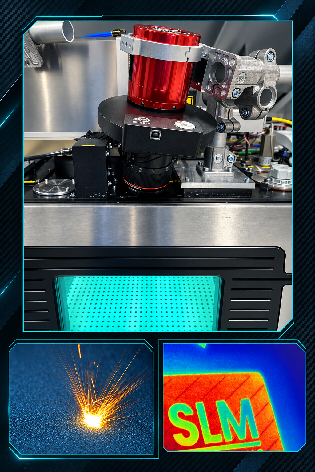 SLM-Prozessüberwachung mit Scanner, Laserprozess und thermografischer Aufnahme